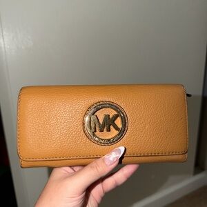 Michael Kors Gold Logo Tan Wallet